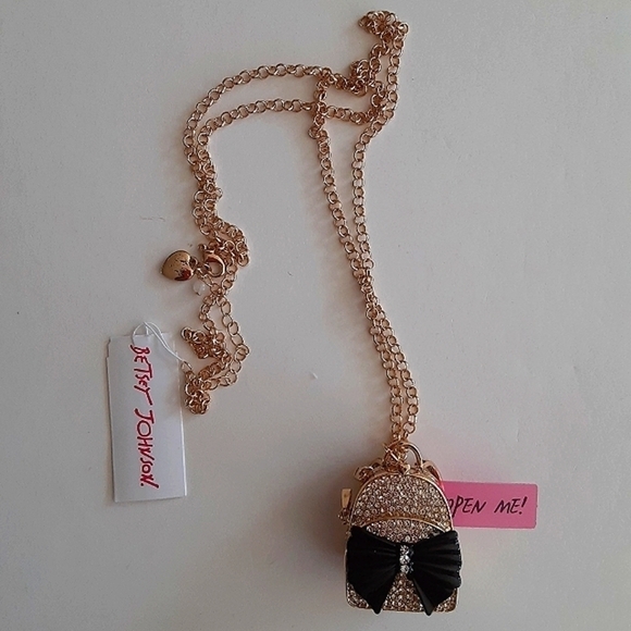 Betsey Johnson Back To Cool Backpack Locket Charm Necklace New - Picture 2 of 5